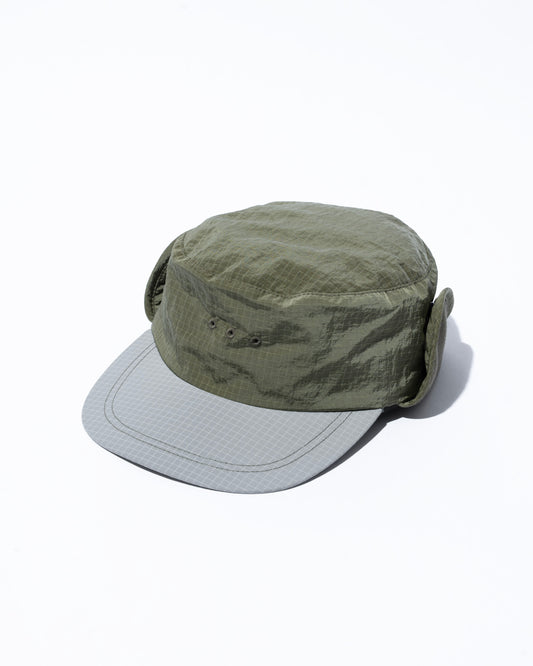 Ear flap cylinder hat　”Olive"
