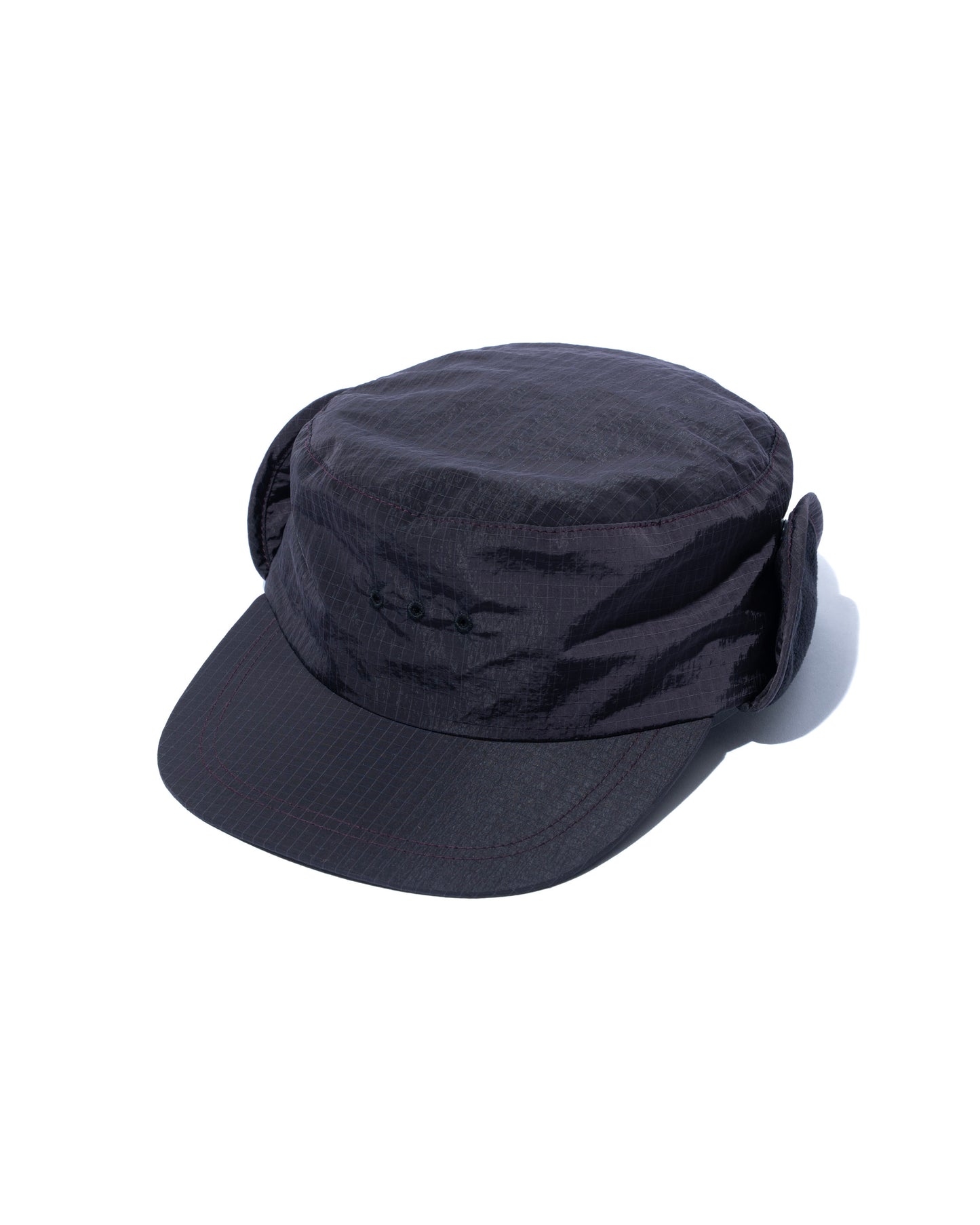 Ear flap cylinder hat　”Black"